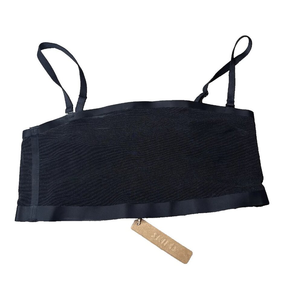 NWT Skims Sheer Bandeau Bra Black Women's Size Medium Side Boning Non-Slip #198 - Picture 1 of 6
